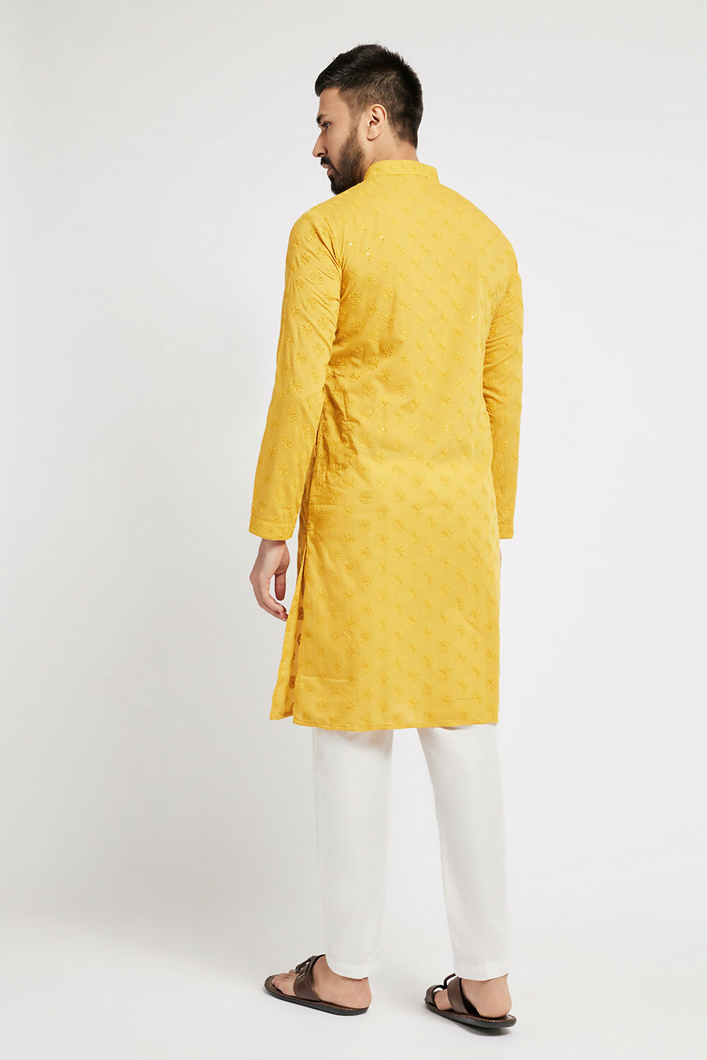 Ethnic India Yellow Men's Kurta Ethnic Motifs Cotton - Distacart