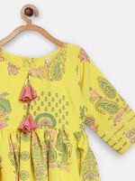 Thumbnail for Ahalyaa Mustard Rayon Printed Kids Kurta Palazzo Sets For Kids For Girls - Distacart