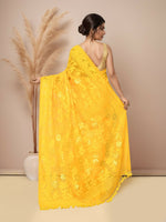 Thumbnail for Joban Fashion Yellow Cotton Blend Jamdani Saree
