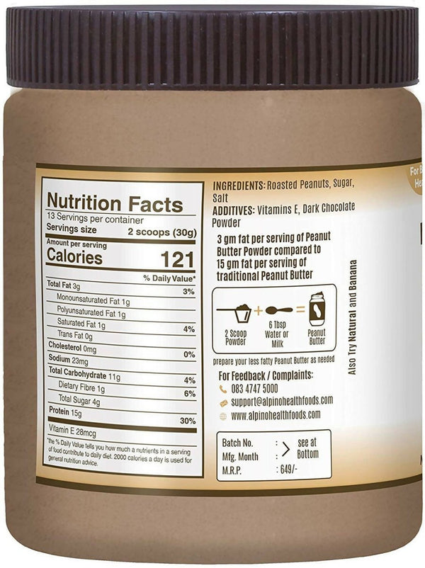 Alpino Peanut Butter Powder Dark Chocolate - Distacart