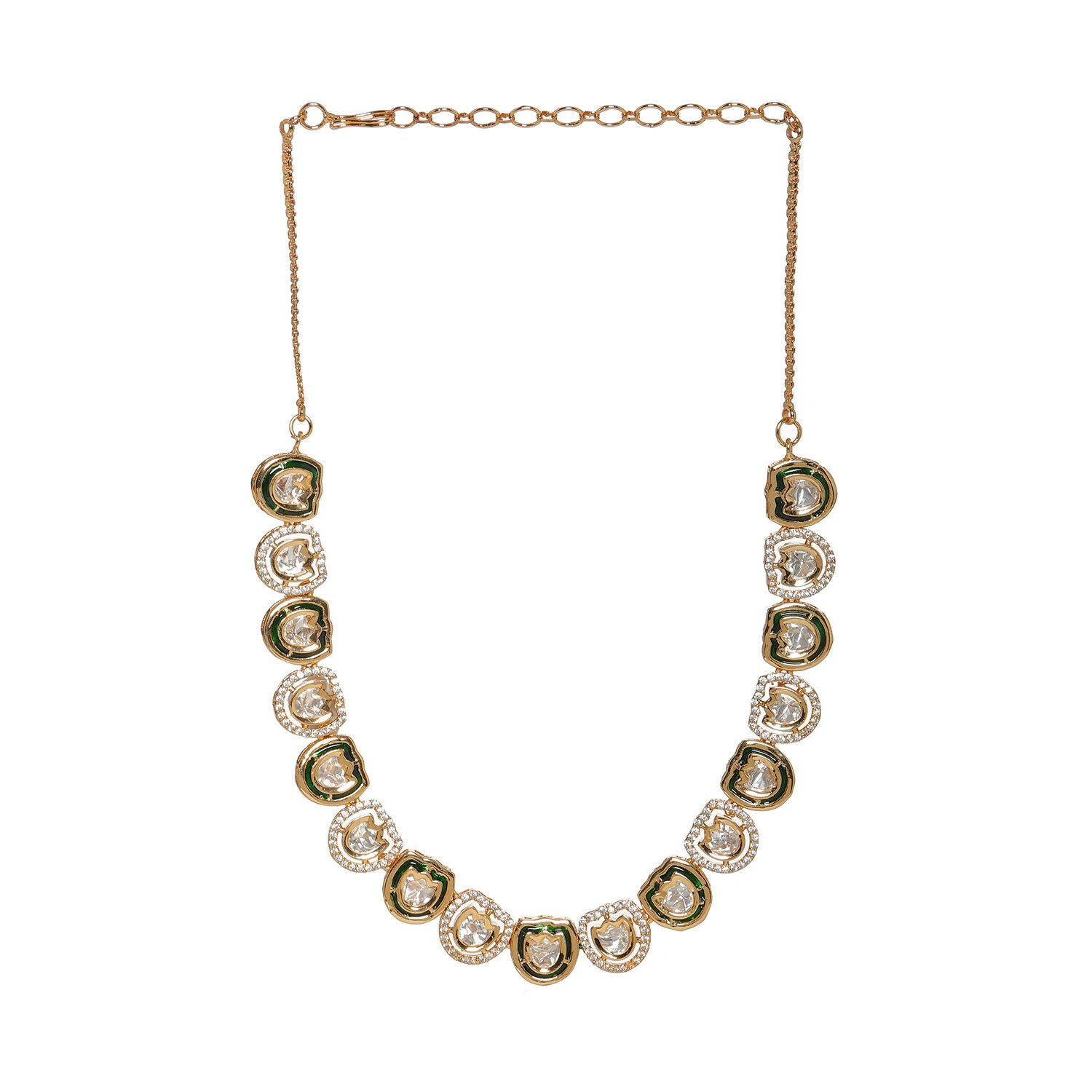 Kundan and Daimond Neckpiece (Gold) - Ruby Raang - Distacart