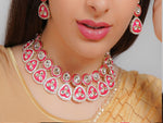 Thumbnail for Divisha Alloy Gold-plated Pink Meena Western Jewellery Set