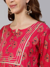Thumbnail for Anubhutee Fuchsia Pink Ethnic Motifs Maternity A-Line Midi Dress - Distacart
