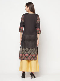 Thumbnail for Aniyah Black Color Cotton Block Print Straight Kurta
