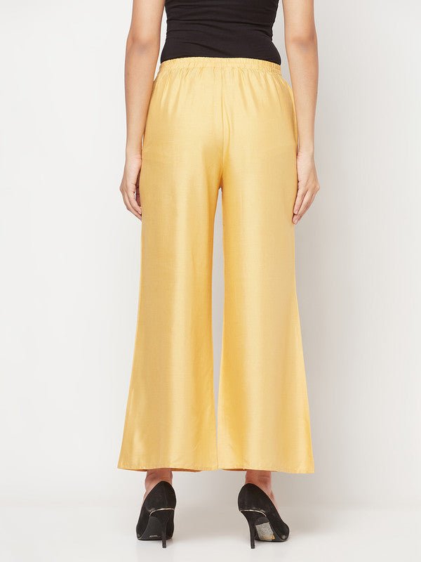Aniyah Rayon Flared Slip-On Golden-Beige Palazzo