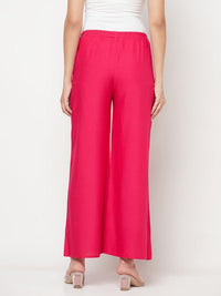Thumbnail for Aniyah Fuchsia Color Rayon Flared Slip-On Palazzo