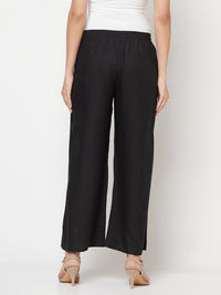 Thumbnail for Aniyah Rayon Flared Slip-On Black Palazzo
