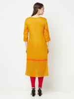 Thumbnail for Aniyah Cotton Block Print Mustard Color Straight Kurta