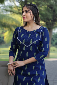 Thumbnail for Malishka Women's Blue Cotton Blend Digital Print Kurta Set