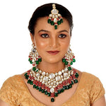 Thumbnail for Tehzeeb Creations Meenakari Gold-Polished Multi color Uncut dibbi Kundan Combo Necklace Set - Distacart