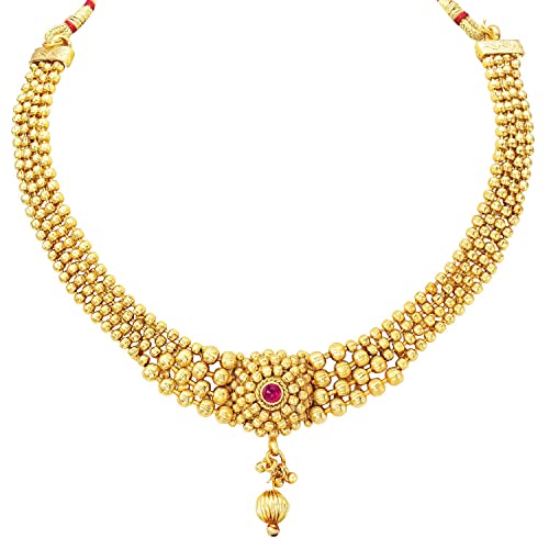 18K Gold Plated Traditional Style Choker Necklace Jewellery Set for Women/Girls - Wahe Jewels