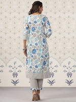 Thumbnail for Ode by House of Pataudi Ethnic Motifs Printed Gotta Patti Pure Cotton Kurta with Trousers - Distacart