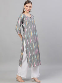 Thumbnail for Aks Abstract Printed Pure Cotton Kurta with Palazzos & With Dupatta - Distacart