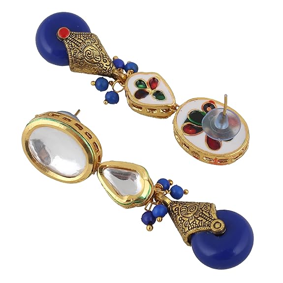 Tehzeeb Creations Back Meenakari Gold-Polished Tika Earring Jewellery Set Uncut Kundan Big Faux Kundan Dibbi Kundan Choker Necklace Set - Distacart