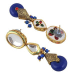 Thumbnail for Tehzeeb Creations Back Meenakari Gold-Polished Tika Earring Jewellery Set Uncut Kundan Big Faux Kundan Dibbi Kundan Choker Necklace Set - Distacart