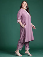 Thumbnail for Indo Era Plus Size Floral Embroidered Thread Work Kurta With Trousers & Dupatta