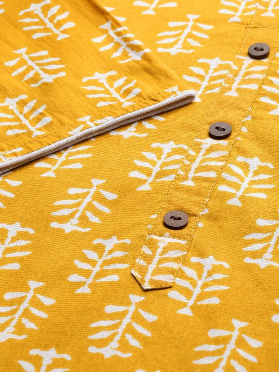 Anouk Women Yellow & White Printed Kurta with Palazzos - Distacart