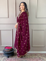 Thumbnail for The52 Women's Vichitra Silk Fabric Alia Cut Kurta, Pant and Dupatta Set