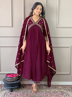 Thumbnail for The52 Women's Vichitra Silk Fabric Alia Cut Kurta, Pant and Dupatta Set