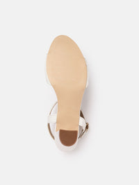 Thumbnail for ELLE White Solid Block Heels