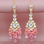 Thumbnail for Tehzeeb Creations Meenakari Gold-Polished Pink color Uncut dibbi Kundan Combo Necklace Set - Distacart