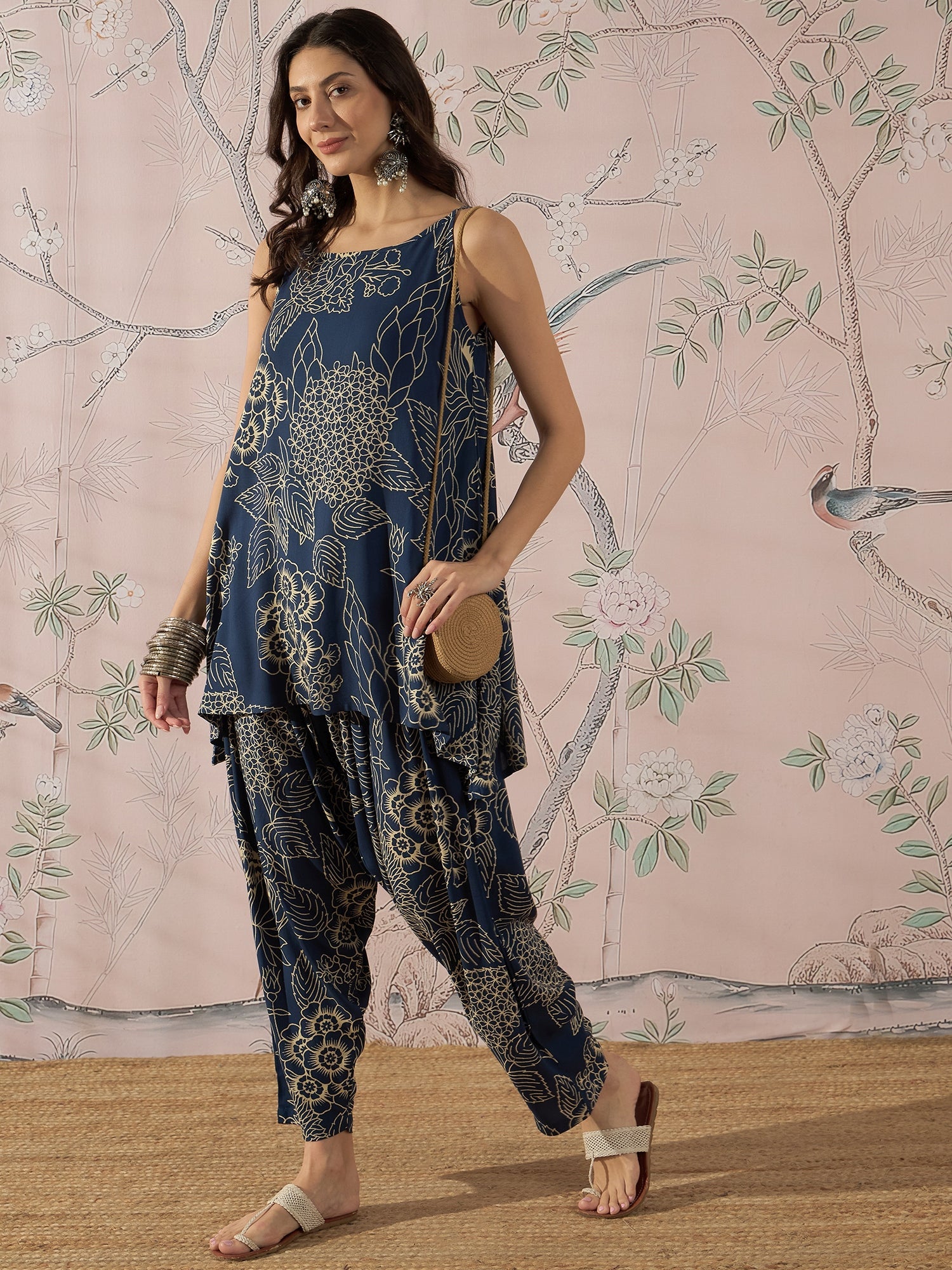 InWeave Peacock Teal Rose Leaf Strappy Set - Distacart