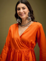 Thumbnail for InWeave Orange Angrakha Dhoti Co Ord Set - Distacart