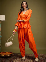 Thumbnail for InWeave Orange Angrakha Dhoti Co Ord Set - Distacart