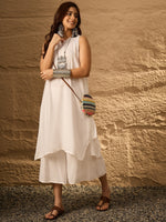 Thumbnail for InWeave White Round Neck Short Palazzo Set - Distacart