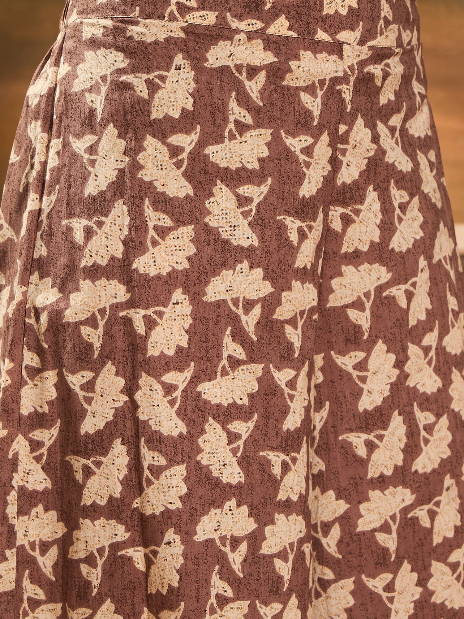 InWeave Light Brown Off White V Neck Flared Kurta Set - Distacart