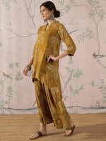 Thumbnail for InWeave Dark Yellow Rose Leaf Mandarin Kurta Set - Distacart