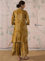 Thumbnail for InWeave Dark Yellow Rose Leaf Mandarin Kurta Set - Distacart