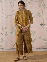 Thumbnail for InWeave Dark Yellow Rose Leaf Mandarin Kurta Set - Distacart
