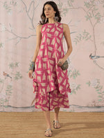 Thumbnail for InWeave Punch Pink Beige Kurta Set - Distacart