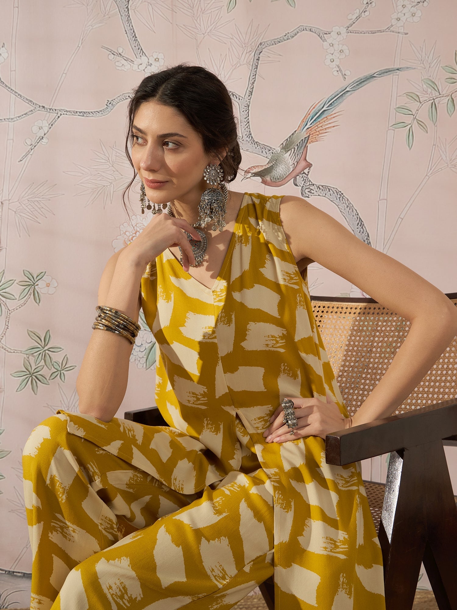 InWeave Honey Yellow Beige Slit Kurta Set - Distacart