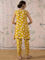 Thumbnail for InWeave Honey Yellow Beige Slit Kurta Set - Distacart