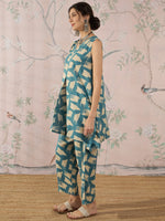 Thumbnail for InWeave Marin Teal Beige Slit Kurta Set - Distacart