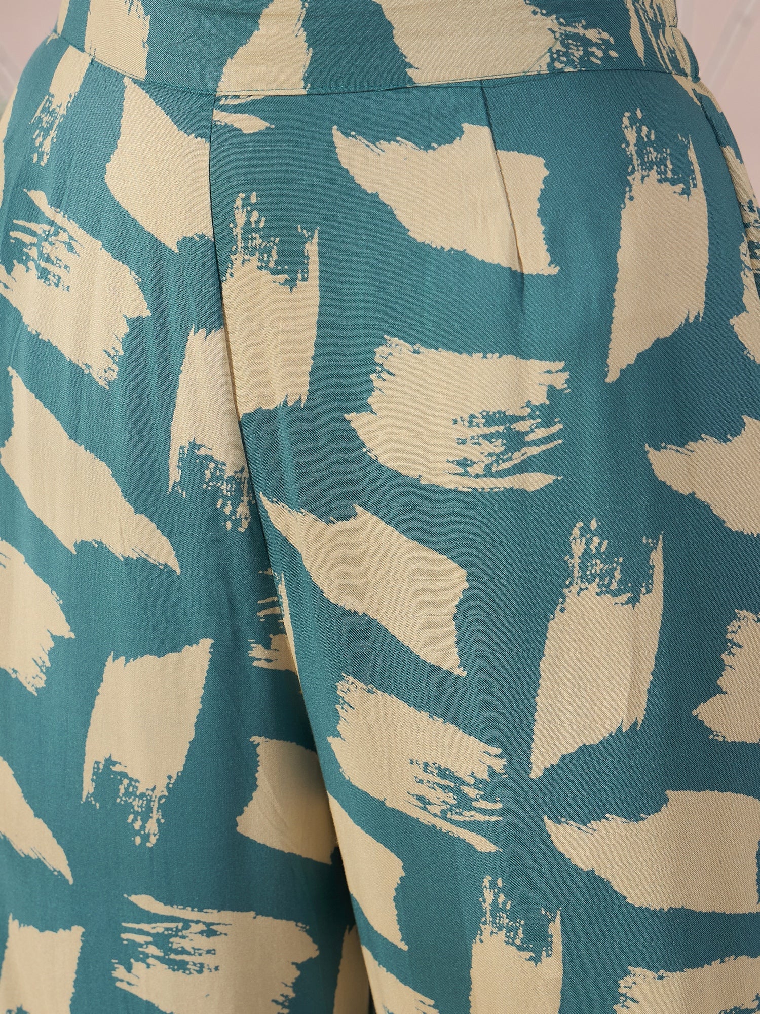 InWeave Marin Teal Beige Slit Kurta Set - Distacart