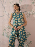 Thumbnail for InWeave Marin Teal Beige Slit Kurta Set - Distacart