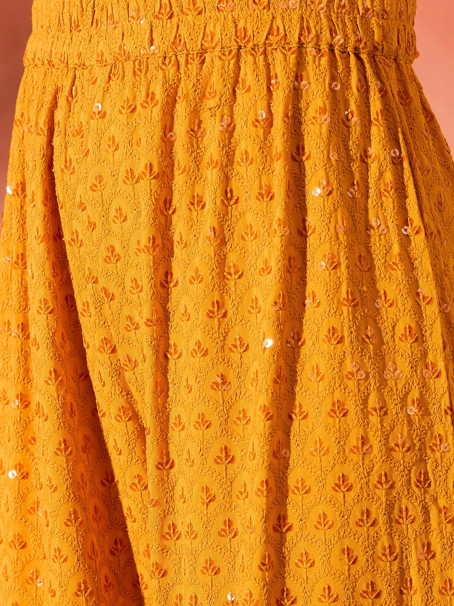 InWeave Mustard Chikankari Anarkali Kurta Sharara Set - Distacart