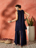 Thumbnail for InWeave Blue Chikankari Short Kurta Set - Distacart