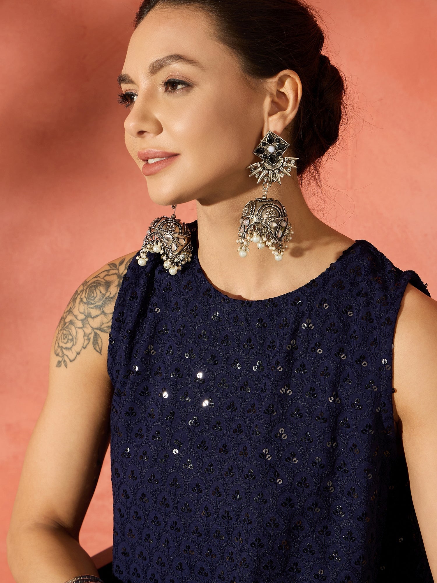 InWeave Blue Chikankari Short Kurta Set - Distacart