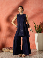 Thumbnail for InWeave Blue Chikankari Short Kurta Set - Distacart