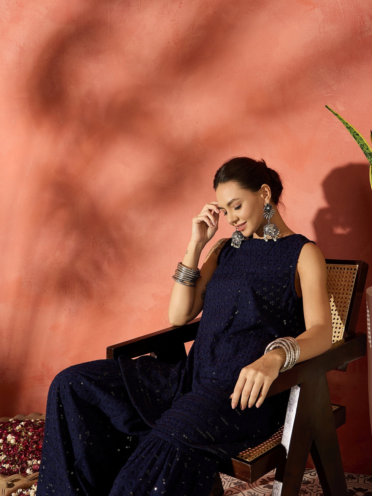 InWeave Blue Chikankari Short Kurta Set - Distacart