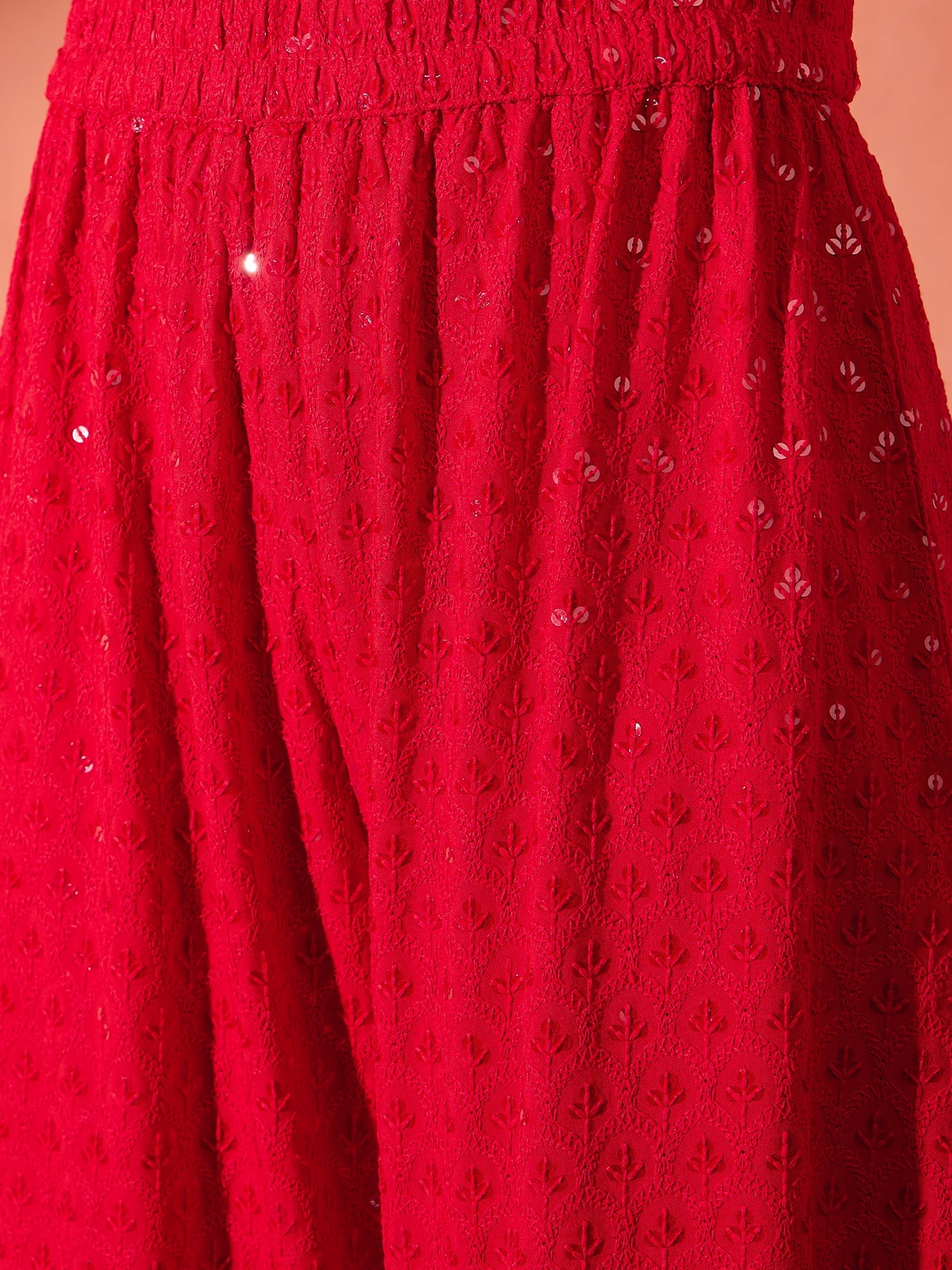 InWeave Red Chikankari Short Kurta Set - Distacart