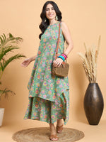 Thumbnail for InWeave Mint Green Kantha Floral Jaal Short Palazzo Set - Distacart