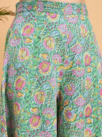 Thumbnail for InWeave Mint Green Kantha Floral Jaal Short Palazzo Set - Distacart