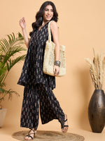 Thumbnail for InWeave Black Booti Rapid Print Backless Kurta Sharara Set - Distacart