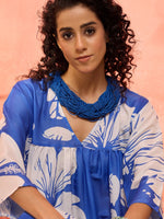 Thumbnail for InWeave Azure Blue Hibiscus Kurta Set - Distacart
