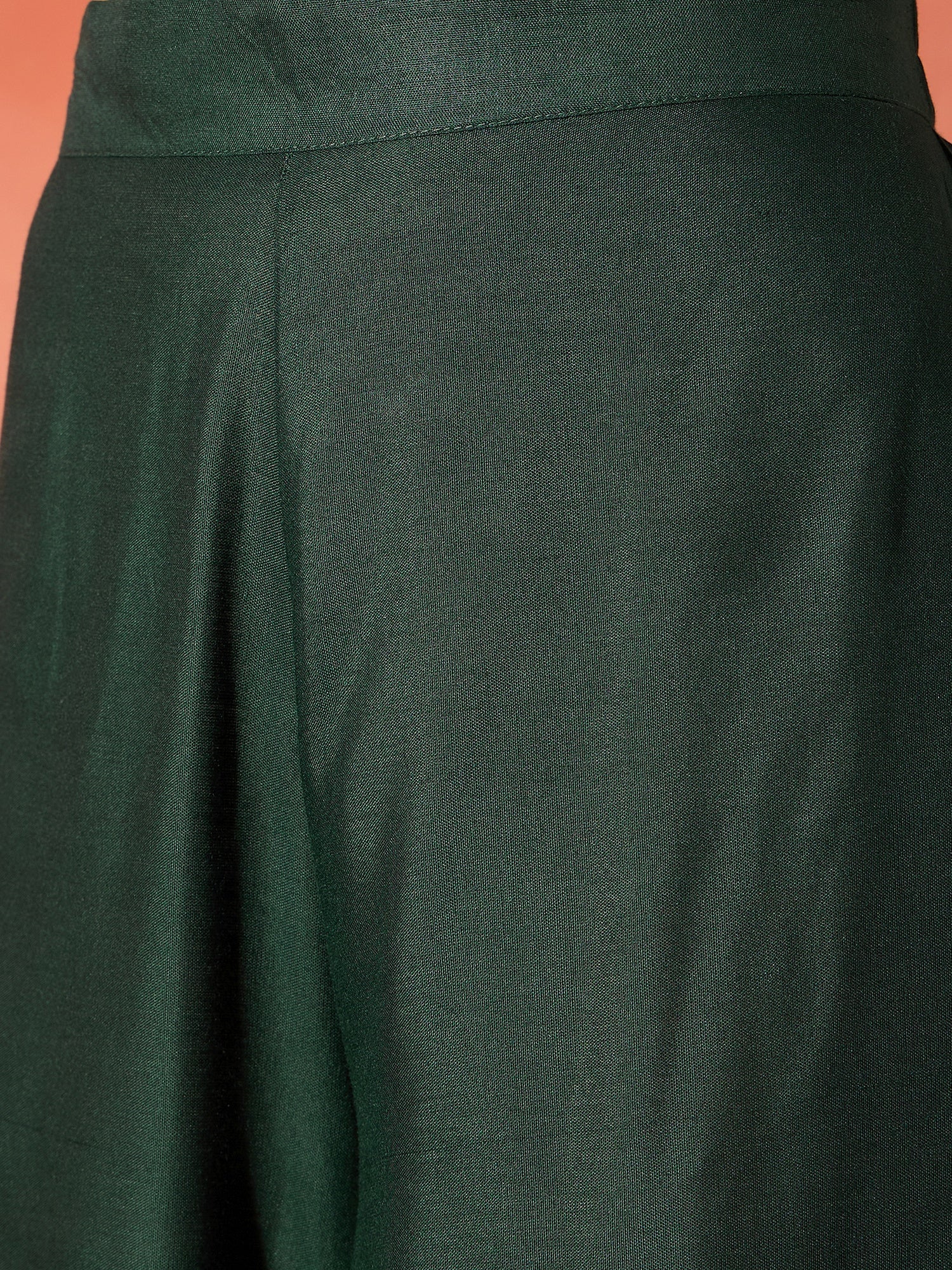 InWeave Dark Green Mandarin Neck High Low Kurta Set - Distacart